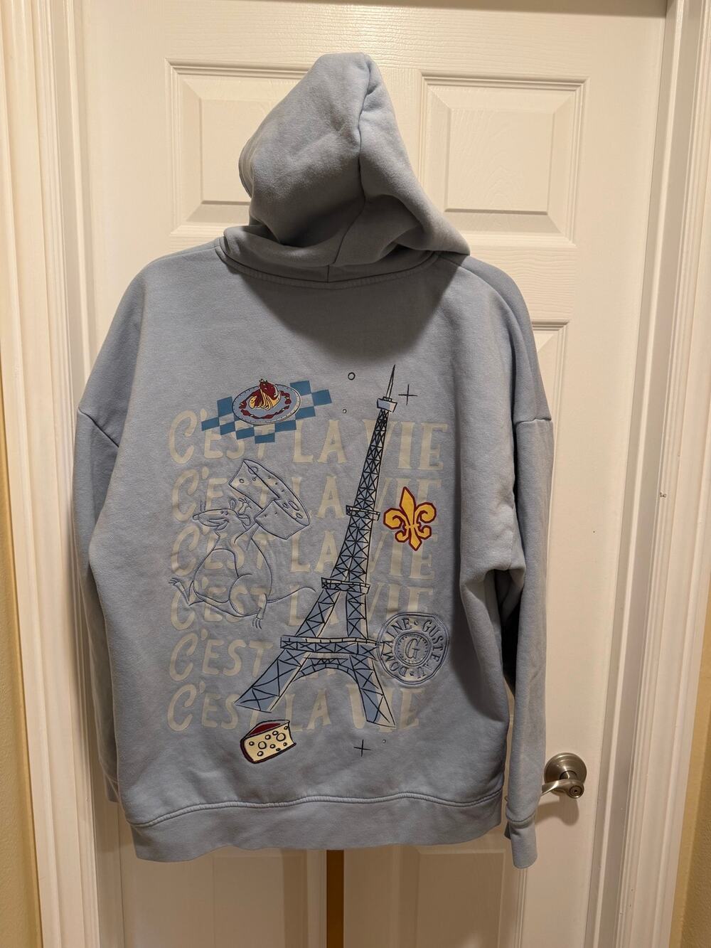 Disney Parks Ratatouille Remy C'est La Vie Hoodie, Light Blue, Size Medium